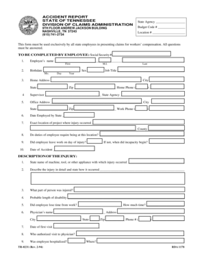 Tennessee Accident Report Form