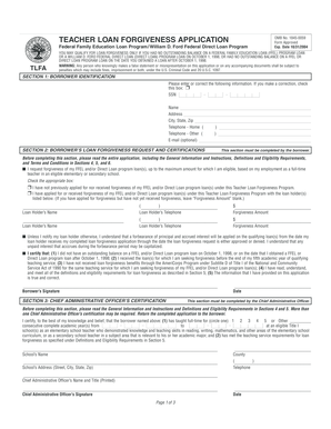 Teacher Loan Forgiveness Application