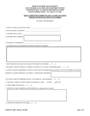 Visitor Client Accident Reporting Form