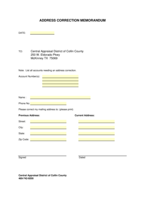 Address Correction Memorandum