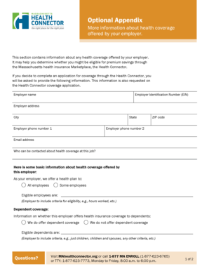 Massachusetts Employer Health Coverage Information Form