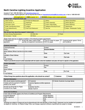 North Carolina Lighting Incentive Application