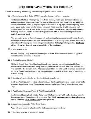 Camp Alexander Check-In Forms