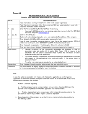 Form 65 for Central Government Filing