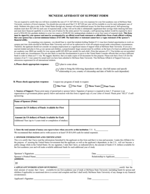 Affidavit letter of support sample - MCNEESE AFFIDAVIT OF SUPPORT FORM - mcneese