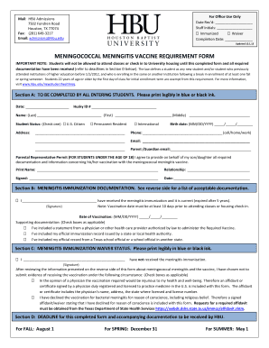 Meningococcal Meningitis Vaccine Requirement Form