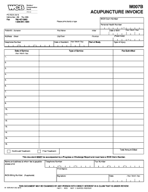 M007B Acupuncture Invoice M007B Acupuncture Invoice - wcb ab