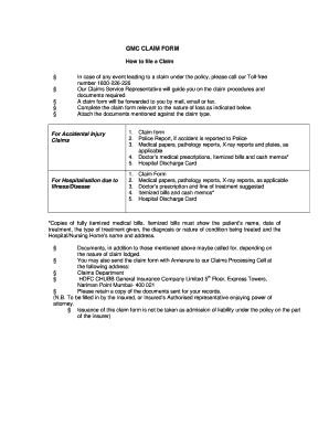 GMC Claim Form