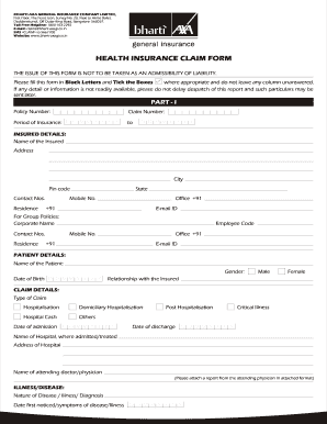 Bharti AXA Health Insurance Claim Form
