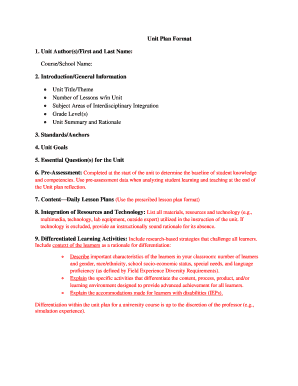 Education Unit Plan Template