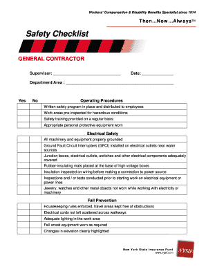 New York Safety Checklist