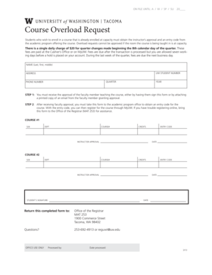 Course Overload Request Form
