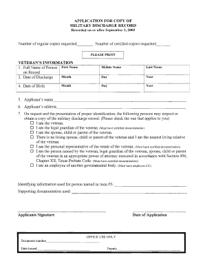 US Military Discharge Record Application