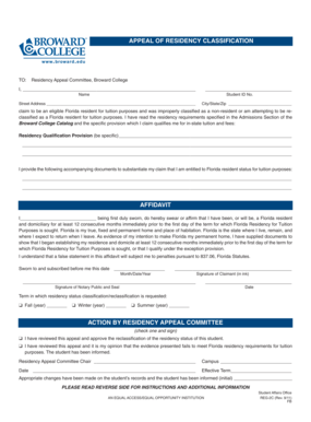 Florida Residency Appeal Form