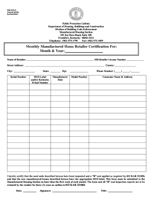 Kentucky Manufactured Home Retailer Certification