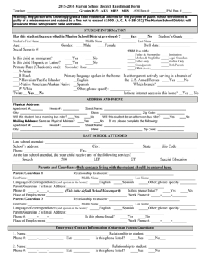 Marion School District Enrollment Form