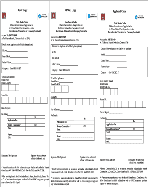 Challan for ONGC Application Fee