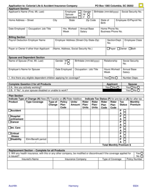 Colonial Life Accident Insurance Application