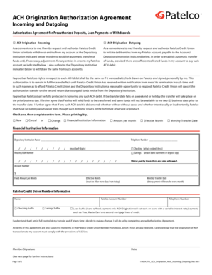 ACH Origination Authorization Agreement