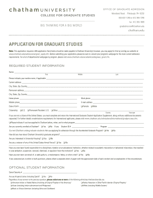 Chatham University Graduate Application Form