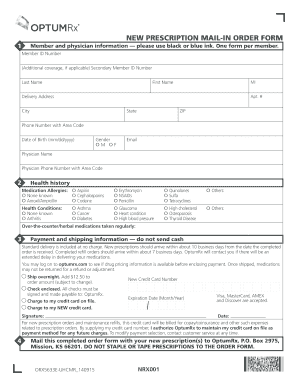 OptumRx Prescription Home Delivery Order Form