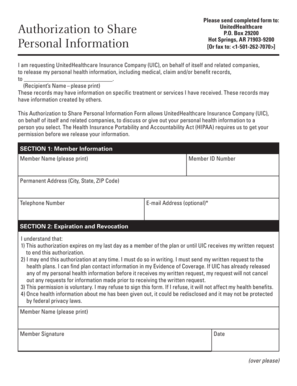 Authorization to Share Personal Information Form
