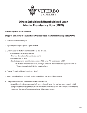 Subsidized/Unsubsidized Loan Master Promissory Note