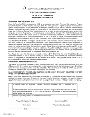 Terrorism Insurance Coverage Disclosure Notice