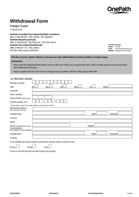 Integra Super Withdrawal Form