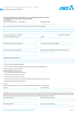 Application for Standby Letter of Credit or Demand Guarantee