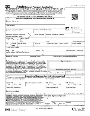 Canadian General Passport Application
