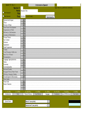 Speech 101 Informative Speech Evaluation Form