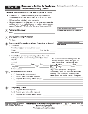 Response to Petition for Workplace Violence Restraining Order