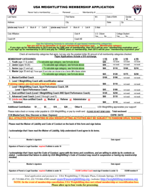 USA Weightlifting Membership Application