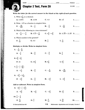 Chapter 2 Test Form 2A