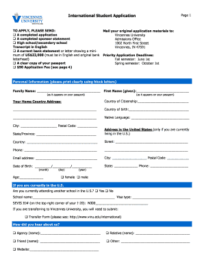 Vincennes University International Student Application
