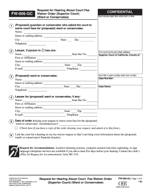 Request for Hearing About Court Fee Waiver Order