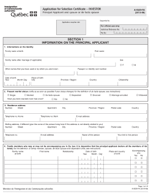 Application for Selection Certificate – Investor A-0520-FA