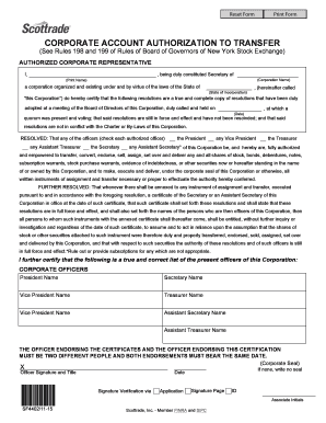 Corporate Account Authorization to Transfer