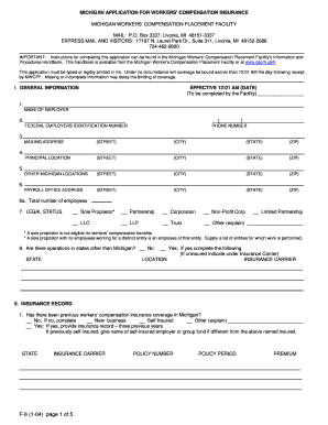 Michigan Application for Workers’ Compensation Insurance