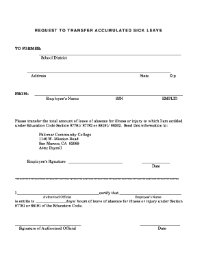 Request to Transfer Accumulated Sick Leave