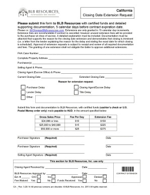 California Closing Date Extension Request