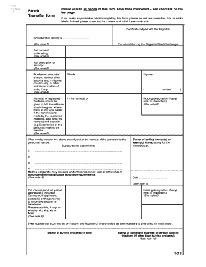 UK Stock Transfer Form