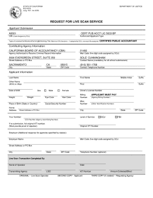California Live Scan Service Request Form