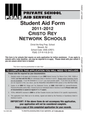 Private School Aid Form