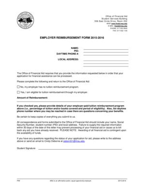 Employer Reimbursement Form 2015-2016