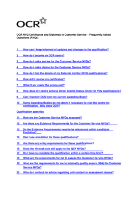 OCR NVQ Certificates and Diplomas in Customer Service Frequently Asked Questions FAQs - ocr org