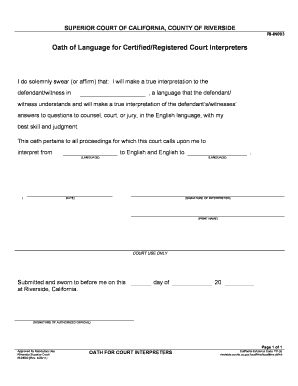 Oath of Language for Certified Court Interpreters