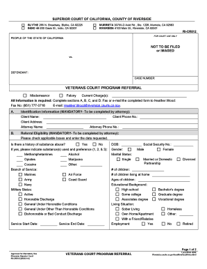 Veterans Court Program Referral Form