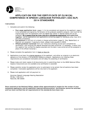 Application for Certificate of Clinical Competence in Speech-Language Pathology (CCC-SLP)